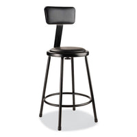 6400 Series Heavy Duty Vinyl Padded Stool W/backrest, Supports 300lb, 24" Seat Ht, Black Seat/back/base,ships In 1-3 Bus Days
