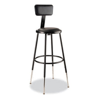6400 Series Height Adj Heavy Duty Vinyl Steel Stool W/backrest, Supports 300 Lb, 25"-33" Seat Ht, Black,ships In 1-3 Bus Days