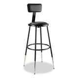 6400 Series Height Adj Heavy Duty Vinyl Steel Stool W/backrest, Supports 300 Lb, 25"-33" Seat Ht, Black,ships In 1-3 Bus Days
