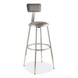 6400 Series Height Adjustable Heavy Duty Padded Stool W/backrest, Supports 300lb, 25"-33" Seat Ht, Gray,ships In 1-3 Bus Days
