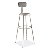 6400 Series Height Adjustable Heavy Duty Padded Stool W/backrest, Supports 300lb, 32"-39" Seat Ht, Gray,ships In 1-3 Bus Days