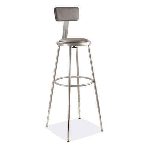6400 Series Height Adjustable Heavy Duty Padded Stool W/backrest, Supports 300lb, 32"-39" Seat Ht, Gray,ships In 1-3 Bus Days