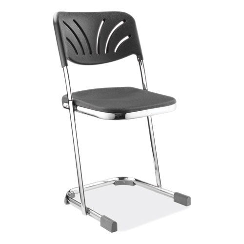 6600 Series Elephant Z-stool With Backrest, Supports 500 Lb, 18" Seat Ht, Black Seat/back, Chrome Frame,ships In 1-3 Bus Days