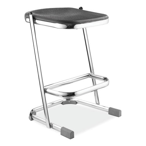 6600 Series Elephant Z-stool, Backless, Supports Up To 500lb, 24" Seat Height, Black Seat, Chrome Frame,ships In 1-3 Bus Days