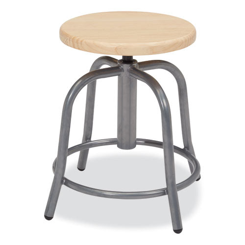 6800 Series Height Adj Wood Seat Swivel Stool, Supports 300 Lb, 19"-25" Seat Ht, Maple Seat, Gray Base, Ships In 1-3 Bus Days