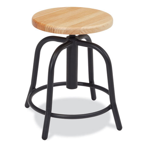 6800 Series Height Adj Wood Seat Swivel Stool, Supports 300 Lb, 19"-25" Seat Ht, Maple Seat/black Base, Ships In 1-3 Bus Days