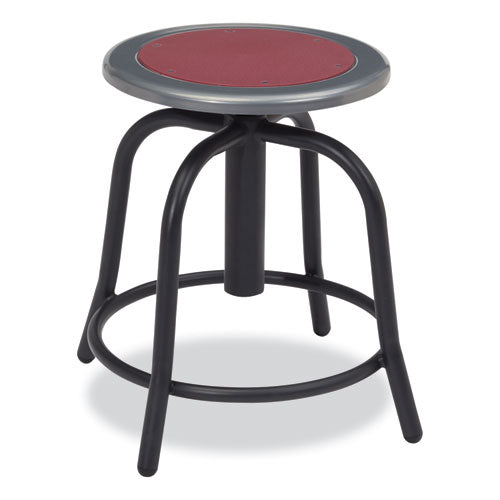 6800 Series Height Adj Metal Seat Stool, Supports 300 Lb, 18"-24" Seat Ht, Burgundy Seat, Black Base, Ships In 1-3 Bus Days