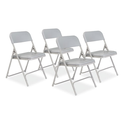 800 Series Premium Plastic Folding Chair, Supports 500 Lb, 18" Seat Ht, Gray Seat/back, Gray Base, 4/ct,ships In 1-3 Bus Days