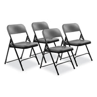 800 Series Plastic Folding Chair, Supports 500 Lb, 18" Seat Ht, Charcoal Seat/back, Black Base, 4/ct, Ships In 1-3 Bus Days