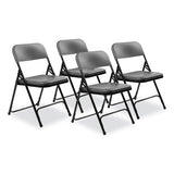 800 Series Plastic Folding Chair, Supports 500 Lb, 18" Seat Ht, Charcoal Seat/back, Black Base, 4/ct, Ships In 1-3 Bus Days