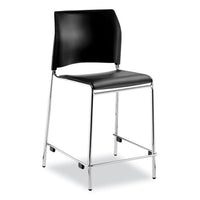 Cafetorium Counter Height Stool, Padded, Supports 300lb, 24" Seat Height, Black Seat/back, Chrome Base, Ships In 1-3 Bus Days