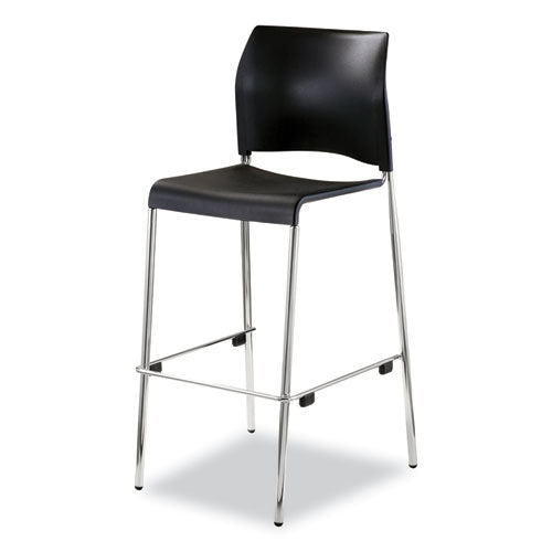 Cafetorium Bar Height Stool, Supports Up To 500lb, 31" Seat Height, Black Seat, Black Back, Chrome Base,ships In 1-3 Bus Days