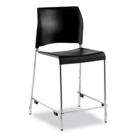 Cafetorium Counter Height Stool, Supports Up To 300 Lb, 24" Seat Height, Black Seat/back, Chrome Base, Ships In 1-3 Bus Days