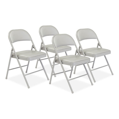 950 Series Vinyl Padded Steel Folding Chair, Supports Up To 250 Lb, 17.75" Seat Height, Gray, 4/carton, Ships In 1-3 Bus Days