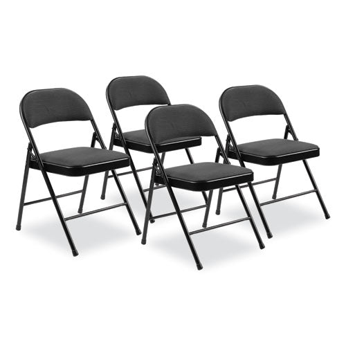970 Series Fabric Padded Steel Folding Chair, Supports 250 Lb, 17.75" Seat Ht, Star Trail Black, 4/ct, Ships In 1-3 Bus Days