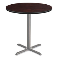 Cafe Table, 36" Diameter X 36h, Round Top/x-base, Mahogany Top, Gray Base, Ships In 1-3 Business Days