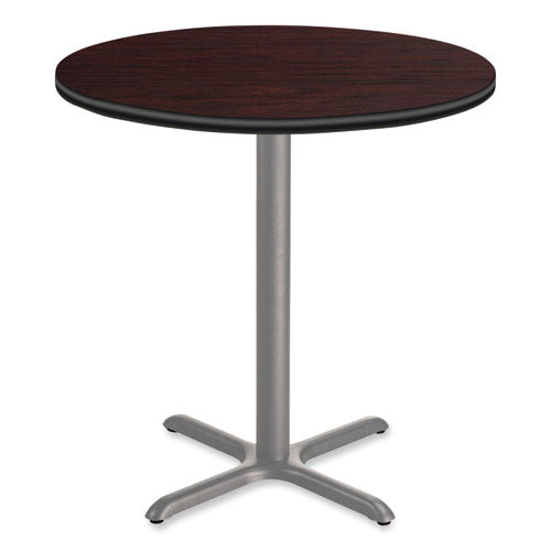 Cafe Table, 36" Diameter X 36h, Round Top/x-base, Mahogany Top, Gray Base, Ships In 1-3 Business Days