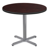 Cafe Table, 36" Diameter X 30h, Round Top/x-base, Mahogany Top, Gray Base, Ships In 1-3 Business Days