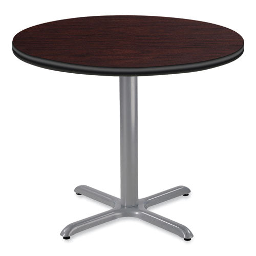 Cafe Table, 36" Diameter X 30h, Round Top/x-base, Mahogany Top, Gray Base, Ships In 1-3 Business Days