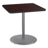 Cafe Table, 36w X 36d X 36h, Square Top/round Base, Mahogany Top, Gray Base, Ships In 1-3 Business Days