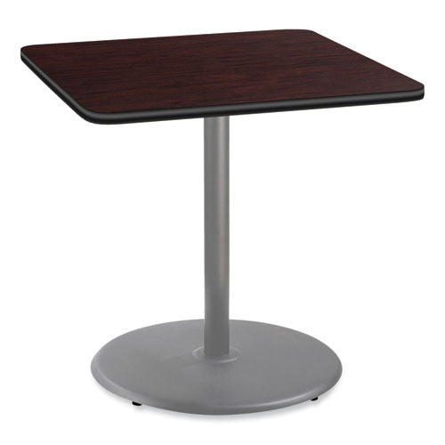 Cafe Table, 36w X 36d X 36h, Square Top/round Base, Mahogany Top, Gray Base, Ships In 1-3 Business Days
