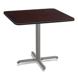 Cafe Table, 36w X 36d X 30h, Square Top/x-base, Mahogany Top, Gray Base, Ships In 1-3 Business Days