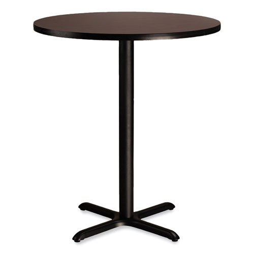 Cafe Table, 36" Diameter X 42h, Round Top/x-base, Mahogany Top, Black Base, Ships In 1-3 Business Days