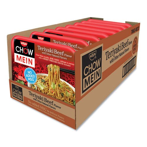 Chow Mein Noodles, Teriyaki Beef, 4 Oz Tray, 8-carton