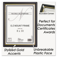 Ez Mount Document Frame-accent, Plastic Face, 8 X 10, Black-gold