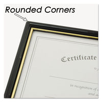 Ez Mount Document Frame W-trim Accent, Plastic Face, 8.5 X 11, Black-gold, 18-ct