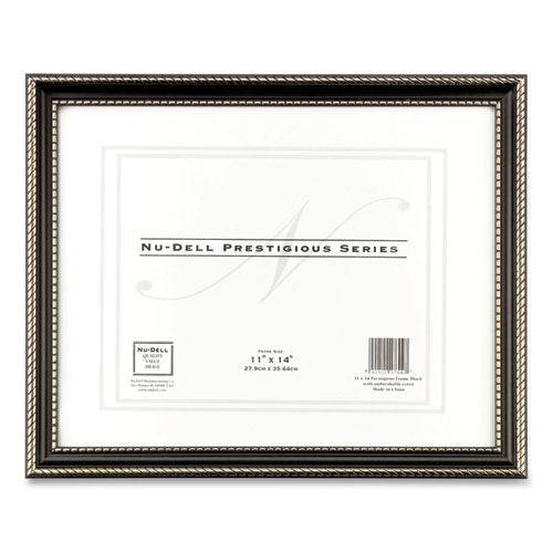 Prestige Series Executive Document And Photo Frame With Three-way Mat, Plastic, 11 X 14 Insert, Black-gold