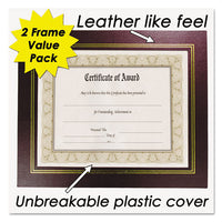 Leatherette Document Frame, 8-1-2 X 11, Burgundy, Pack Of Two