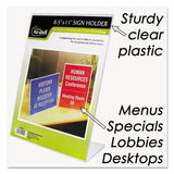 Clear Plastic Sign Holder, Stand-up, Slanted, 8 1-2 X 11