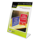 Clear Plastic Sign Holder, Stand-up, Slanted, 8 1-2 X 11