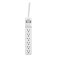 Surge Protector, 6 Ac Outlets, 2.5 Ft Cord, 500 J, White, 2-pack