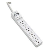 Surge Protector, 6 Ac Outlets, 2.5 Ft Cord, 500 J, White, 2-pack