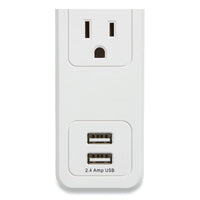 Surge Protector, 4 Ac Outlets, 2 Usb Ports, 3 Ft Cord, 600 J, White