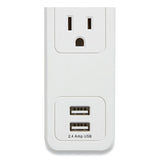 Surge Protector, 4 Ac Outlets, 2 Usb Ports, 3 Ft Cord, 600 J, White