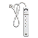 Surge Protector, 4 Ac Outlets, 2 Usb Ports, 3 Ft Cord, 600 J, White