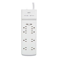 Surge Protector, 8 Ac Outlets, 2 Usb Ports, 6 Ft Cord, 2100 J, White