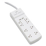 Surge Protector, 8 Ac Outlets, 2 Usb Ports, 6 Ft Cord, 2100 J, White