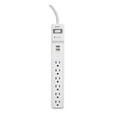Surge Protector, 6 Ac Outlets, 2 Usb Ports, 6 Ft Cord, 900 J, White