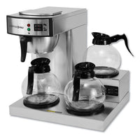 Three-burner Low Profile Institutional Coffee Maker, Stainless Steel, 36 Cups