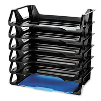Recycled Side Load Desk Tray, 6 Sections, Letter Size Files, 15.13" X 8.88" X 15", Black, 6-pack