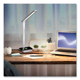 Entice Led Desk Lamp With Wireless Charging, Silver Arm, 11" To 22" High, White, Ships In 1-3 Business Days