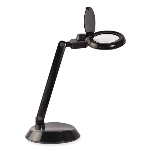 Space-saving Led Magnifier Desk Lamp, 14" High, Black, Ships In 1-3 Business Days