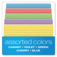 Ruled Index Cards, 4 X 6, Blue-violet-canary-green-cherry, 100-pack