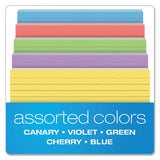 Ruled Index Cards, 4 X 6, Blue-violet-canary-green-cherry, 100-pack