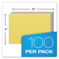 Ruled Index Cards, 4 X 6, Blue-violet-canary-green-cherry, 100-pack