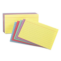 Ruled Index Cards, 5 X 8, Blue-violet-canary-green-cherry, 100-pack